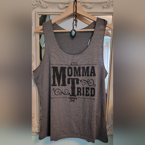 Country Deep "Momma Tried" XL tank top,  gray - Picture 2 of 3
